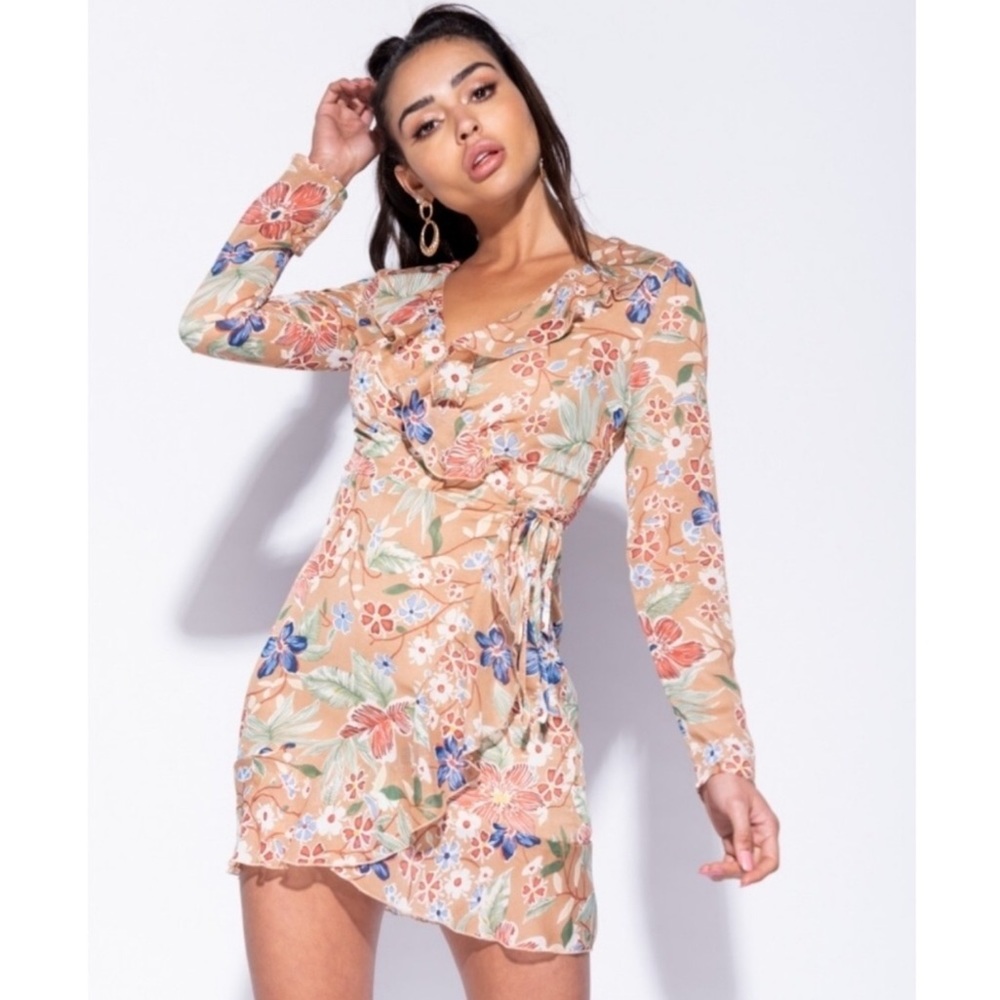 Floral mini wrap dress